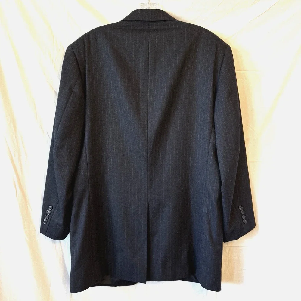 Joseph Jos A Bank Men Wool Cashmere Gray Sport Suit Jacket Blazer Pin Stripe 41L
